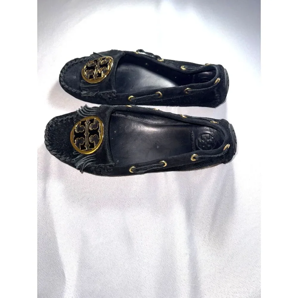 Tory Burch Black Alexandra Sued Leather Moccasins